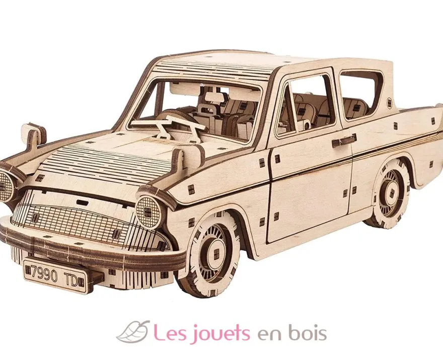La voiture volante Ford Anglia - Puzzle 3D mécanique en bois - Ugears