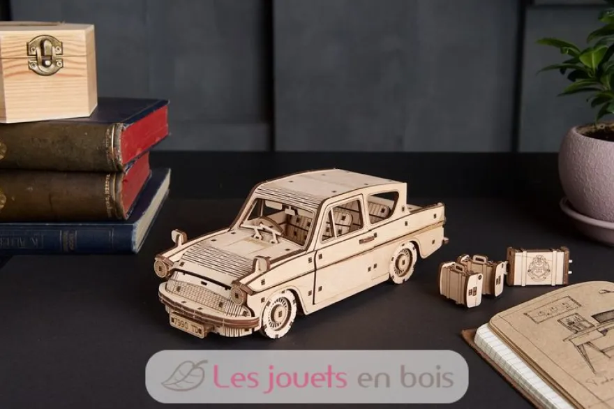 La voiture volante Ford Anglia - Puzzle 3D mécanique en bois - Ugears