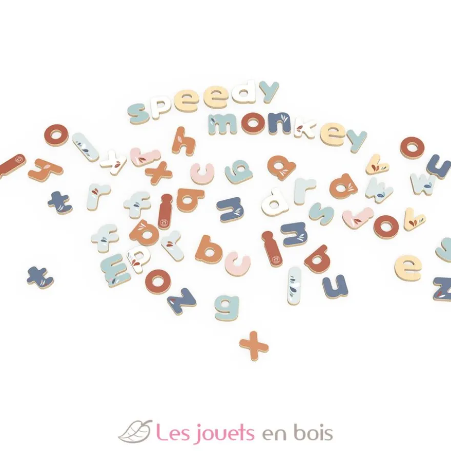 Lettres magnétiques en bois - 60 pièces - Speedy Monkey