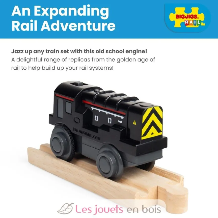 Locomotive de manœuvre diesel noire à pile - Bigjigs Toys