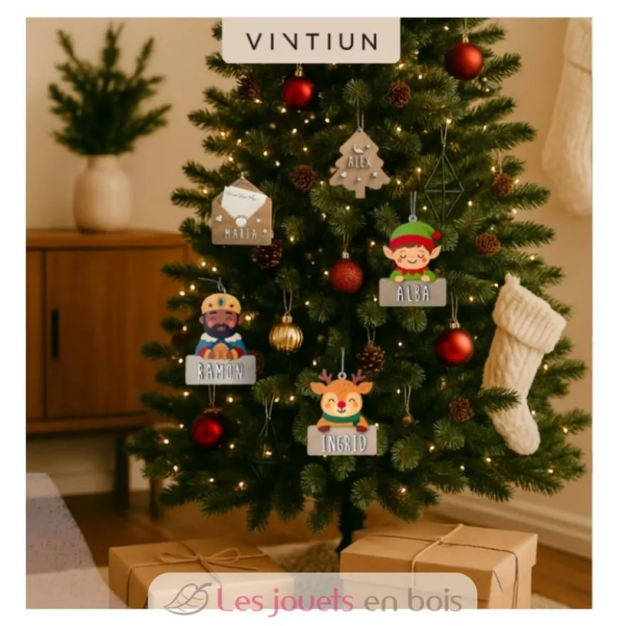 Lutin de Noël personnalisable en bois - Vintiun