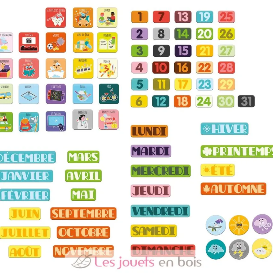 Magnets en bois Calendrier - Jeujura