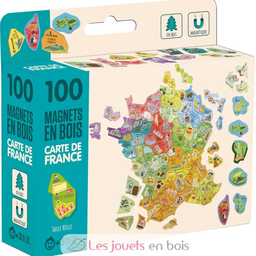 Magnets en bois Carte de France - Jeujura