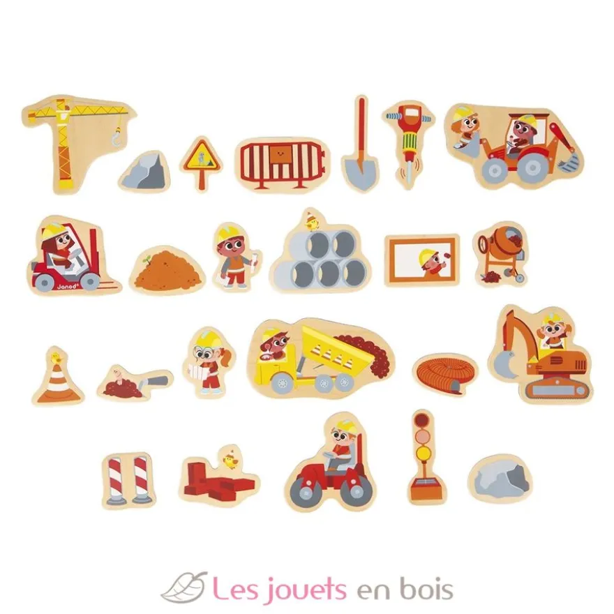 Magnets Engins de chantier 24 pièces - Janod