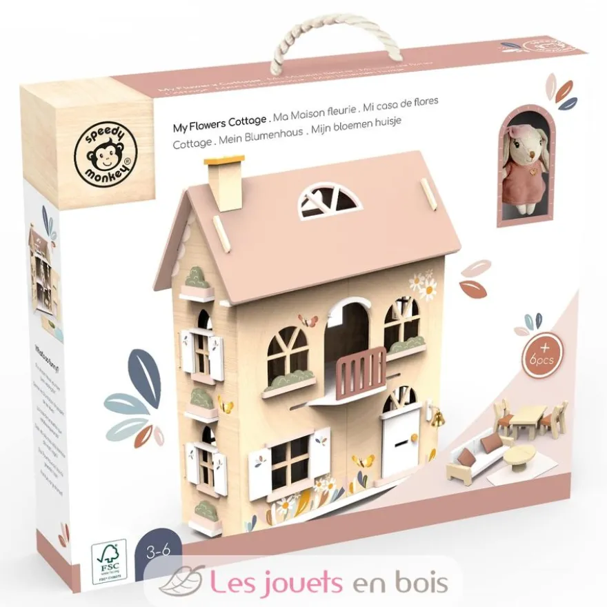 Ma maison de poupée fleurie - Bois - Speedy Monkey