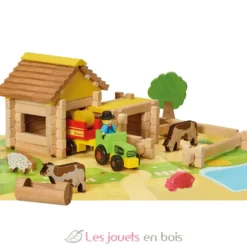 Ma première ferme avec tracteur en bois 80 pièces - Jeujura