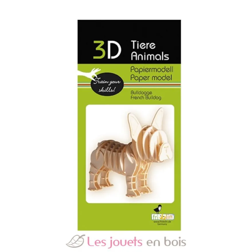 Maquette 3D en papier Bouledogue français - Fridolin