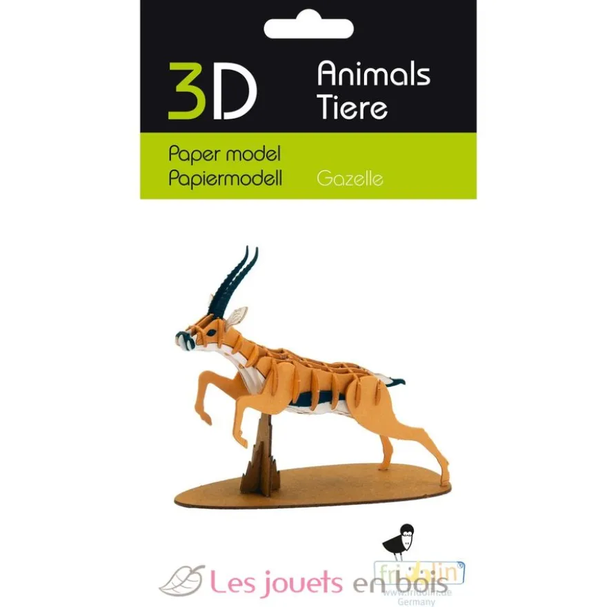 Maquette 3D en papier chardonneret elegant marron - Fridolin