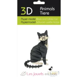 Maquette 3D en papier Chat noir et blanc - Fridolin