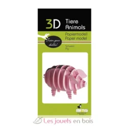 Maquette 3D en papier cochon rose - Fridolin