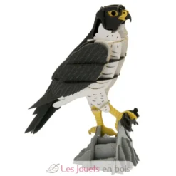 Maquette 3D en papier faucon noir et blanc - Fridolin