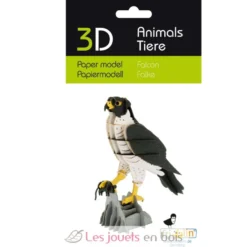 Maquette 3D en papier faucon noir et blanc - Fridolin