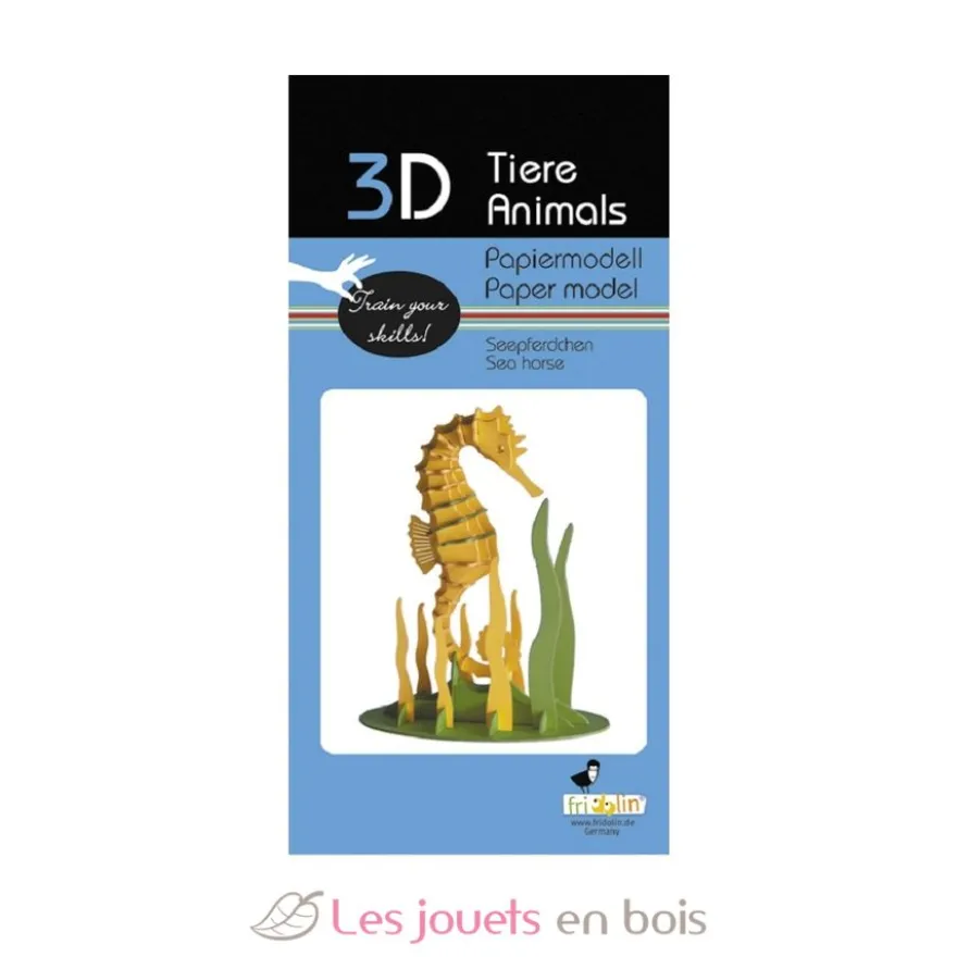 Maquette 3D en papier Hippocampe jaune - Fridolin
