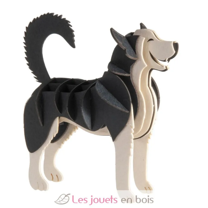 Maquette 3D en papier Husky sibérien gris blanc- Fridolin