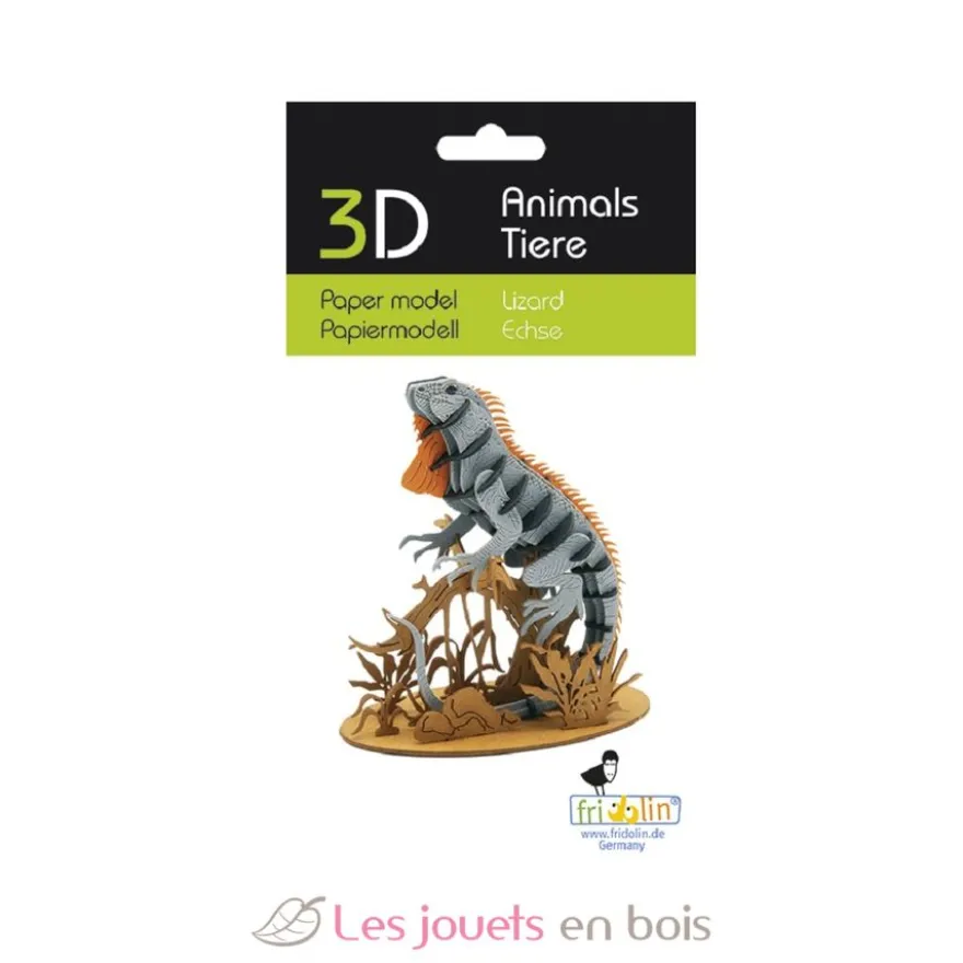 Maquette 3D en papier Lézard gris - Fridolin