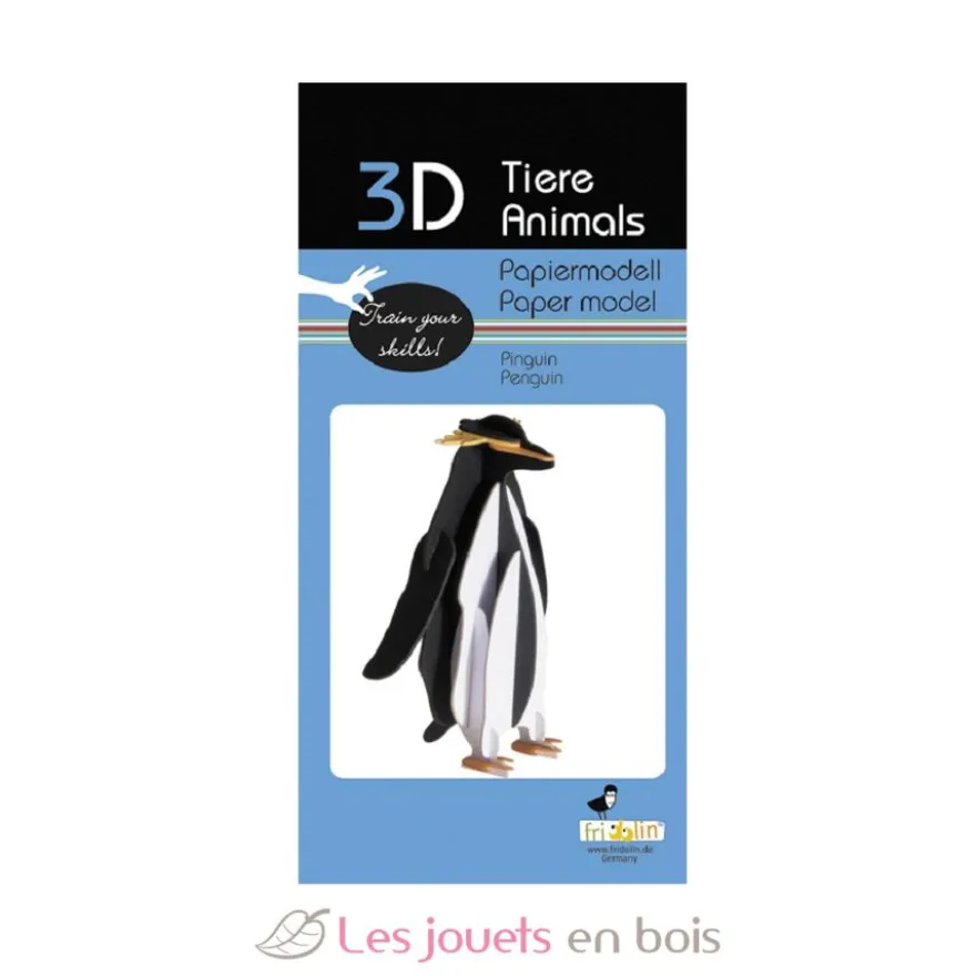 Maquette 3D en papier Pingouin noir et blanc - Fridolin