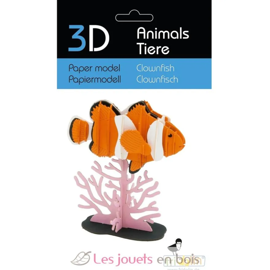 Maquette 3D en papier Poisson clown orange - Fridolin