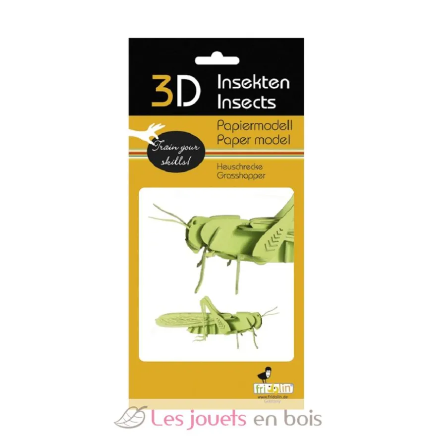 Maquette 3D en papier Sauterelle verte - fridolin