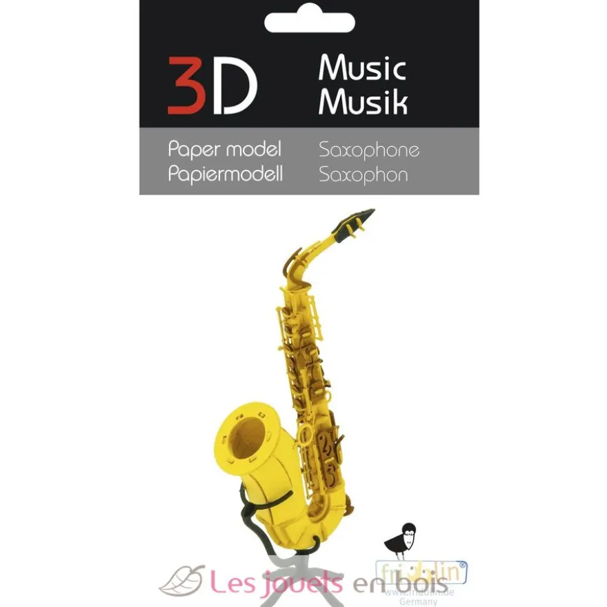 Maquette 3D en papier Saxophone jaune - Fridolin