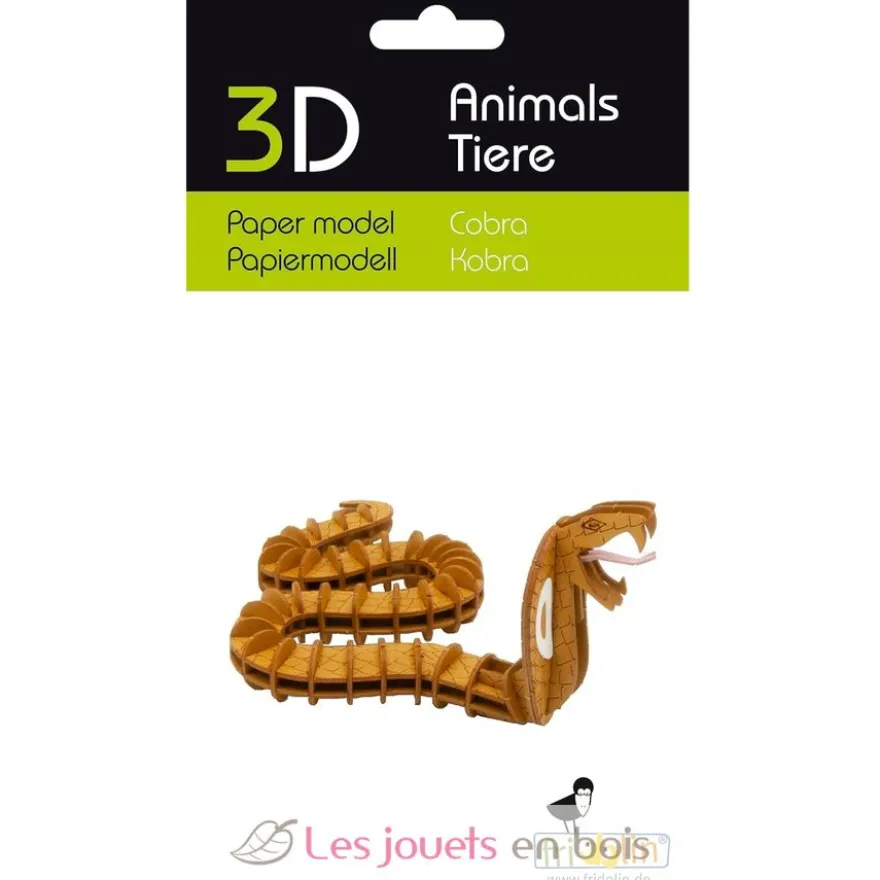Maquette 3D en papier serpent Cobra beige - Fridolin