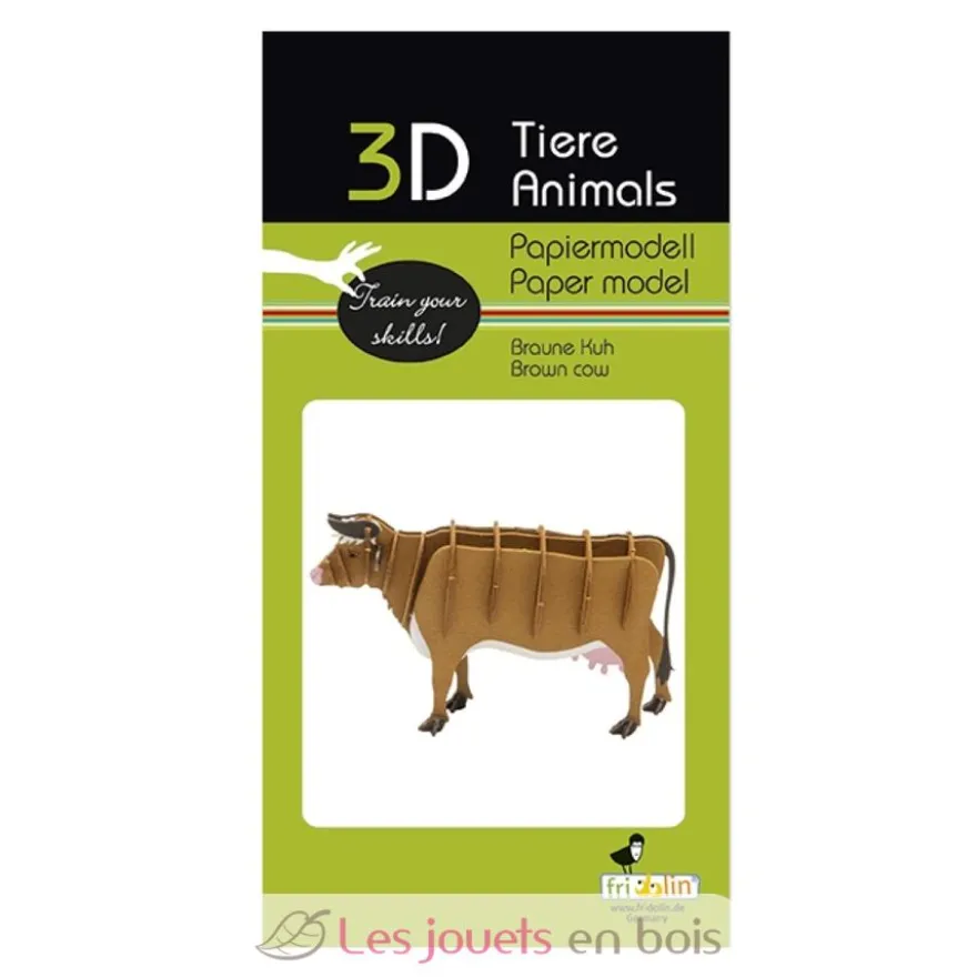 Maquette 3D en papier vache brune - Fridolin