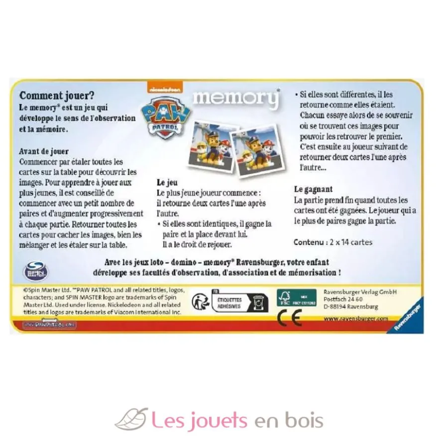 Memory Pat'Patrouille - Ravensburger