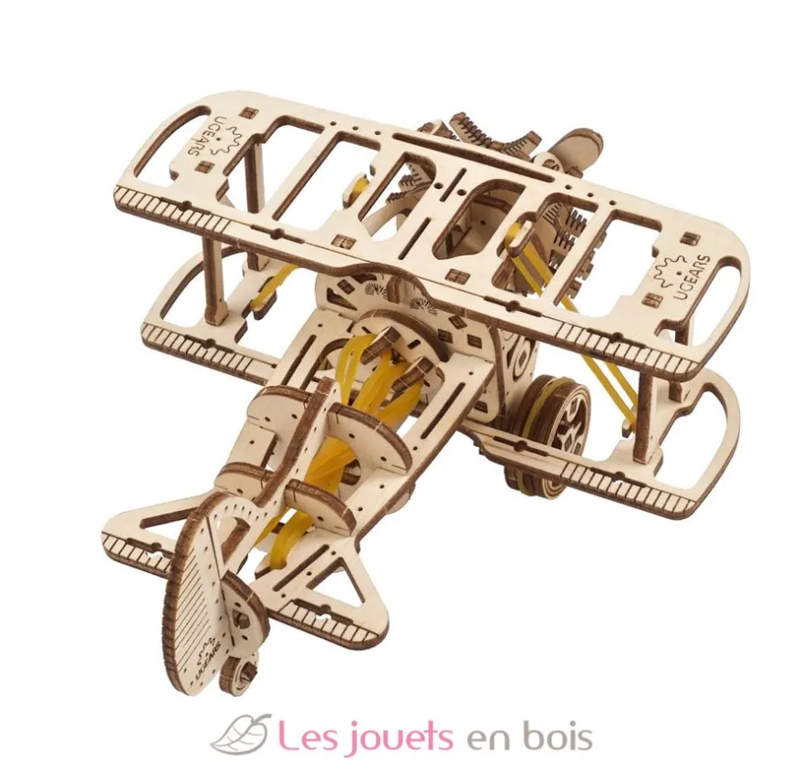 Mini biplan - Puzzle 3D mécanique en bois - Ugears