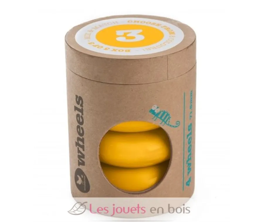 Mini Flip - Set de 4 roues - Jaune - Wishbone Design Studio