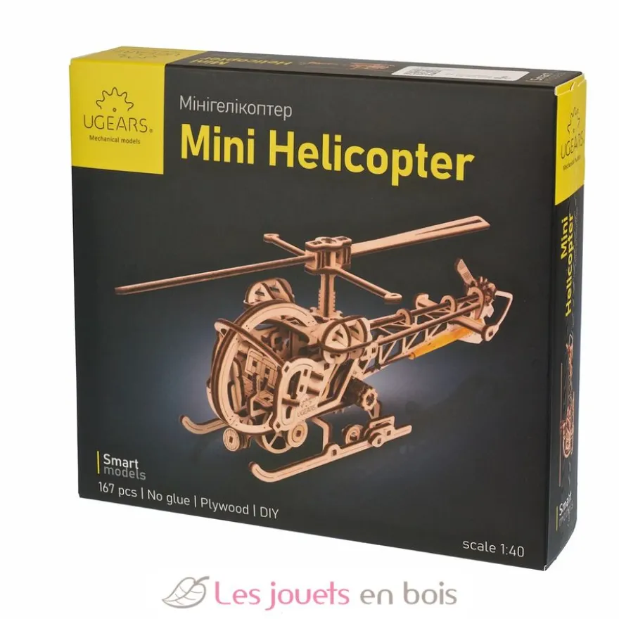 Mini Hélicoptère - Puzzle 3D mécanique en bois - Ugears