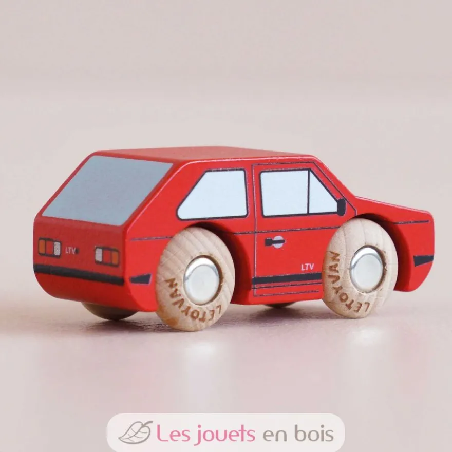 Mini voiture en bois Gary No 8 rouge - Le Toy Van