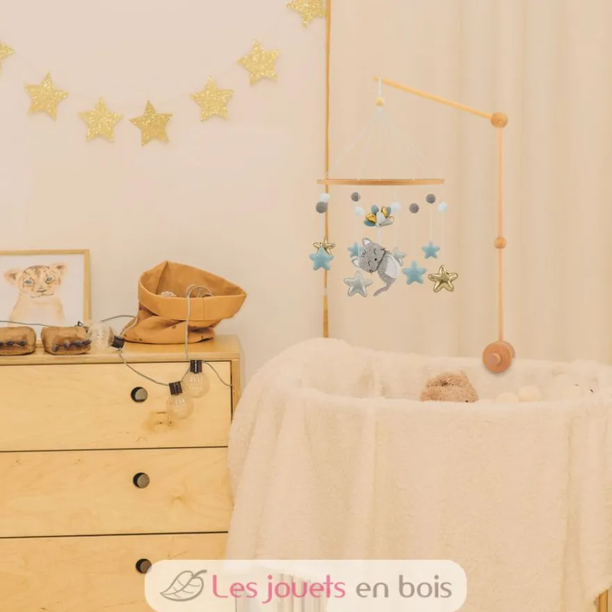 Mobile Le chat rêveur en bois et feutrine - Ulysse