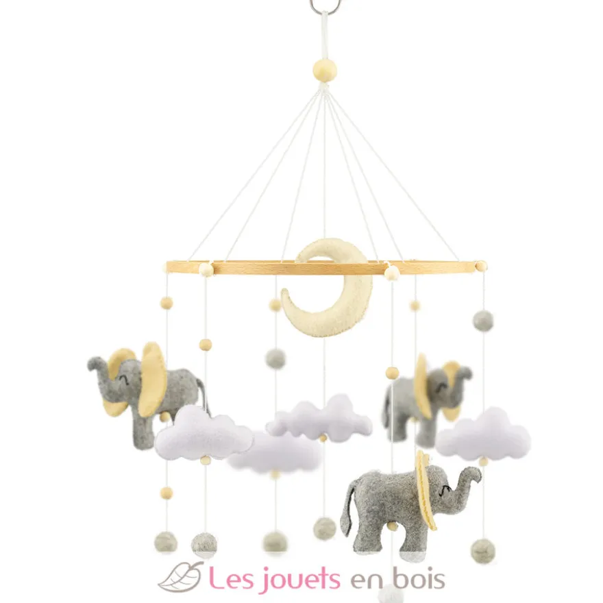 Mobile Les éléphants en bois et feutrine - Ulysse