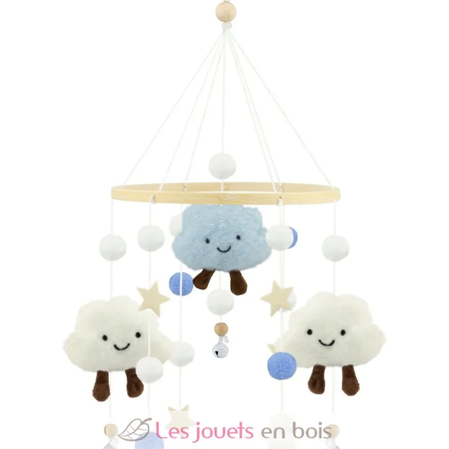 Mobile Nuage bleu en bois et feutrine - Ulysse