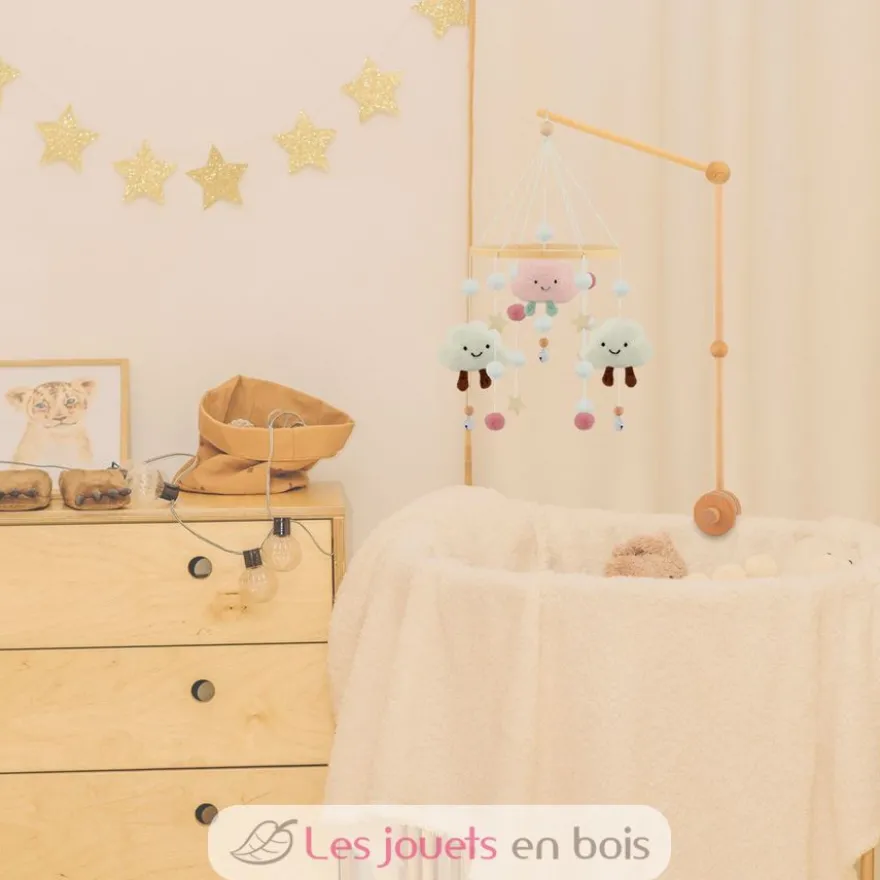 Mobile Nuage rose en bois et feutrine - Ulysse