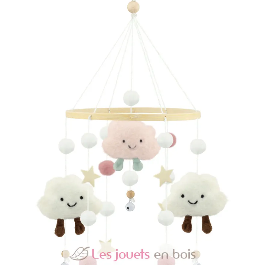 Mobile Nuage rose en bois et feutrine - Ulysse