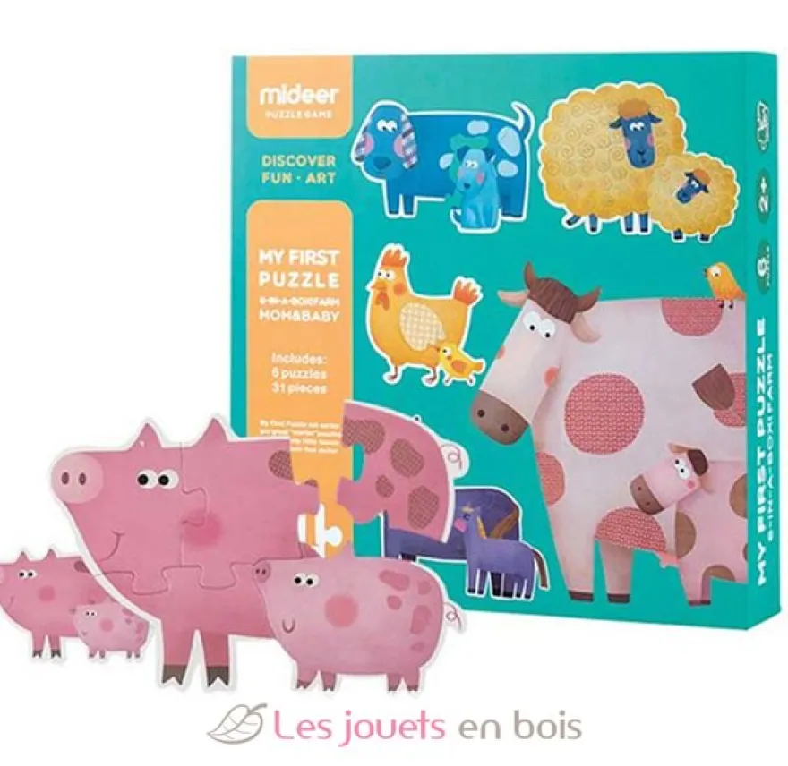 Mon 1er puzzle animaux et leurs petits - Mideer