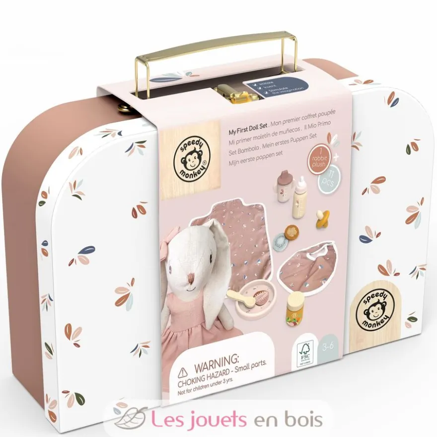 Mon premier coffret poupée - Bois et tissu- Speedy Monkey