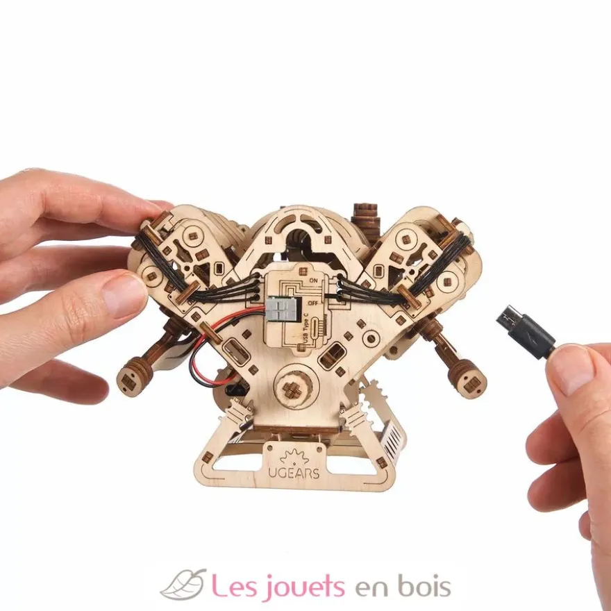 Moteur V8 - Puzzle 3D mécanique en bois - Ugears