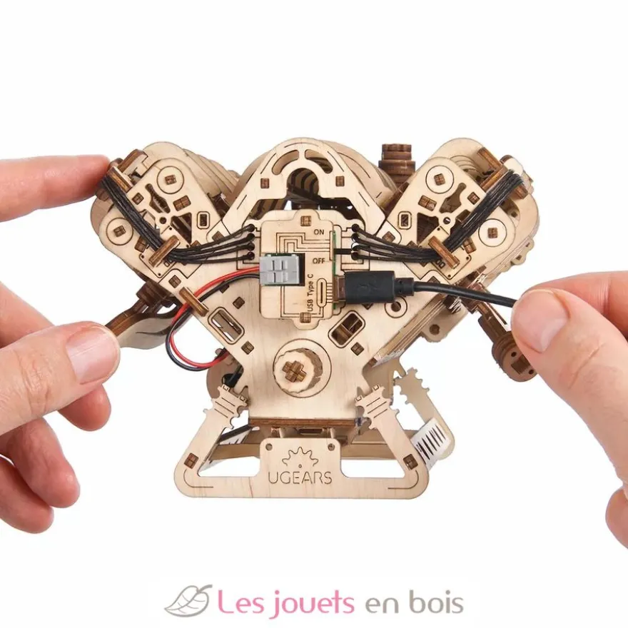 Moteur V8 - Puzzle 3D mécanique en bois - Ugears