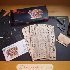 Moteur V8 - Puzzle 3D mécanique en bois - Ugears