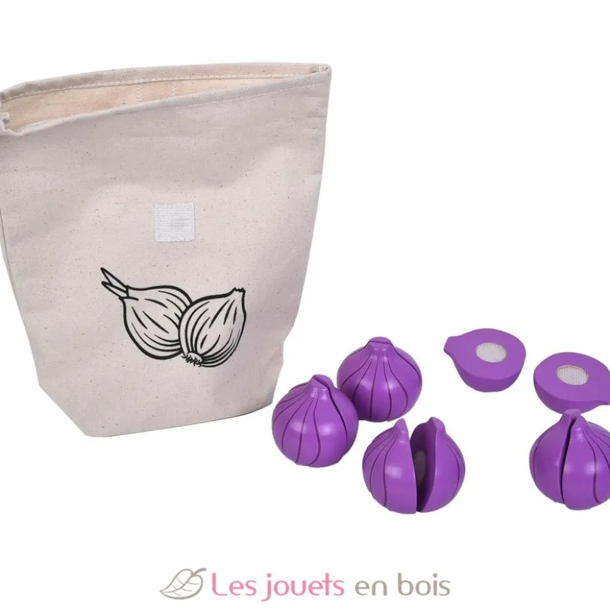 Oignons en bois à couper dans un sac en coton - Tanner