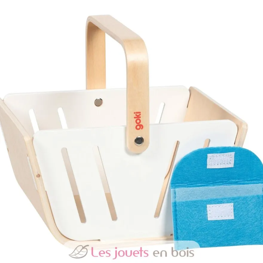 Panier de courses en bois avec porte-monnaie en feutrine - Goki