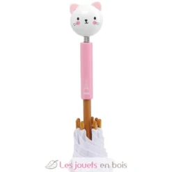 Parapluie un chat à Paris Sarah Betz blanc et rose - Vilac