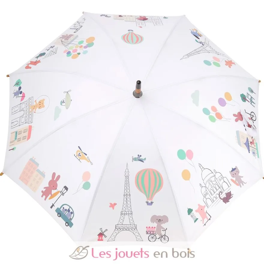 Parapluie un chat à Paris Sarah Betz blanc et rose - Vilac