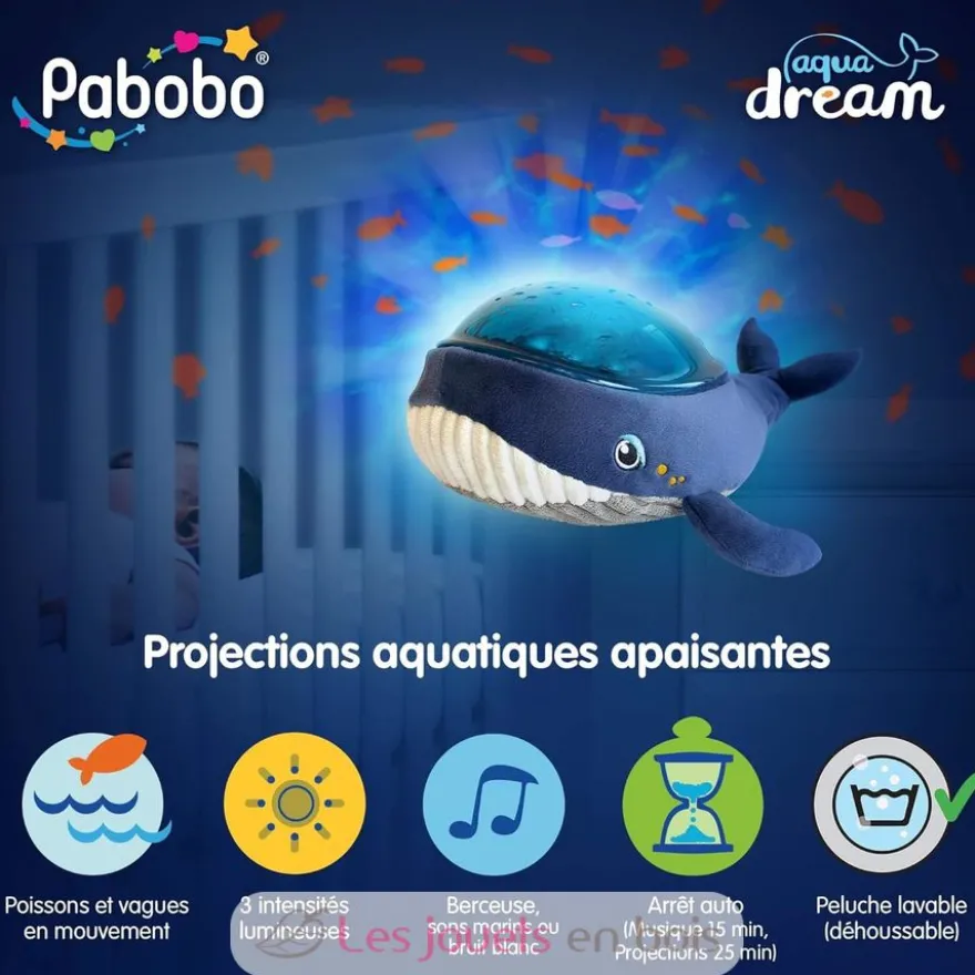 Peluche Baleine - Projecteur effets aquatiques - Pabobo