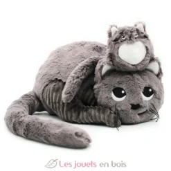 Peluche chat Miaou maman et son bébé gris - Les Déglingos