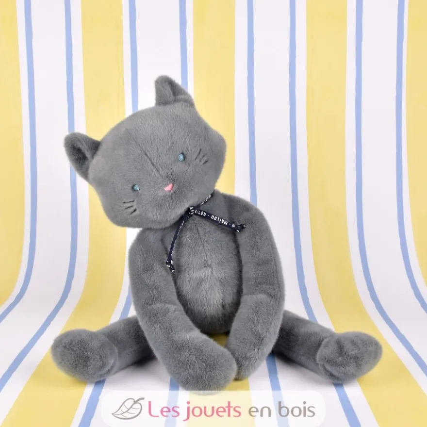 Peluche Chat Méloé bleu gris 37 cm - Maïlou Tradition