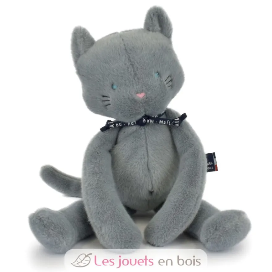Peluche Chat Méloé bleu gris 37 cm - Maïlou Tradition