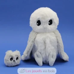 Peluche chouette polaire maman et son bébé blanc et gris - Les Déglingos
