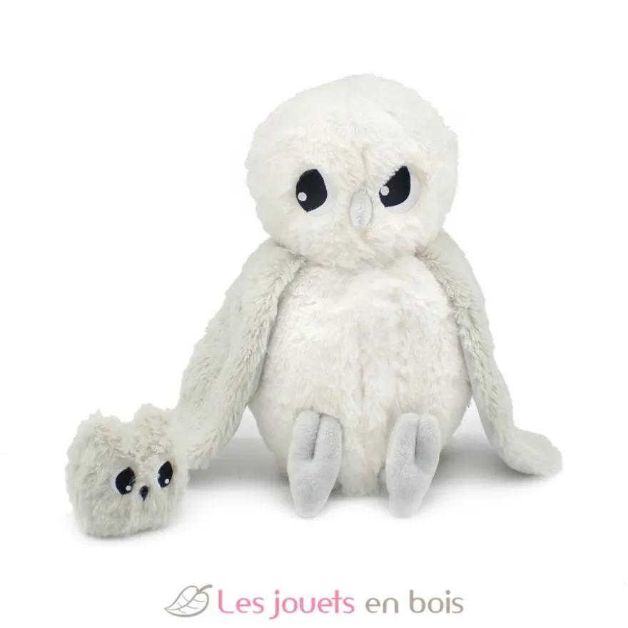 Peluche chouette polaire maman et son bébé blanc et gris - Les Déglingos